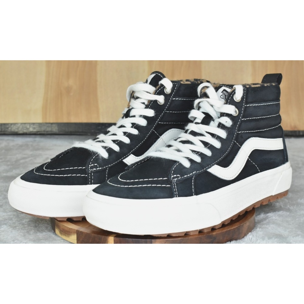 Vans Sk8-Hi MTE-1 Unisex Shoes W-10 M-8.5 Black Leopard Suede Skate Sneakers